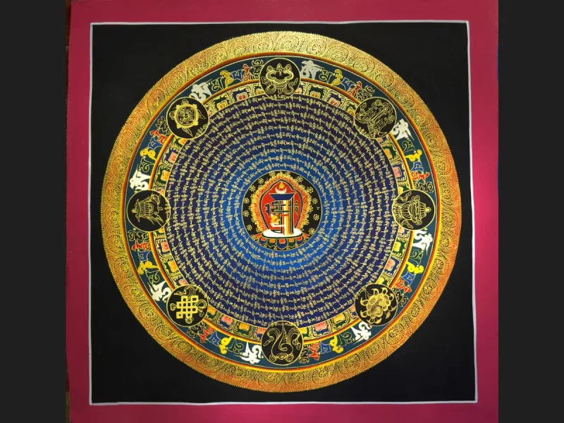 Tibetan Thangka Om Mandala (on canvas), 50×50 cm