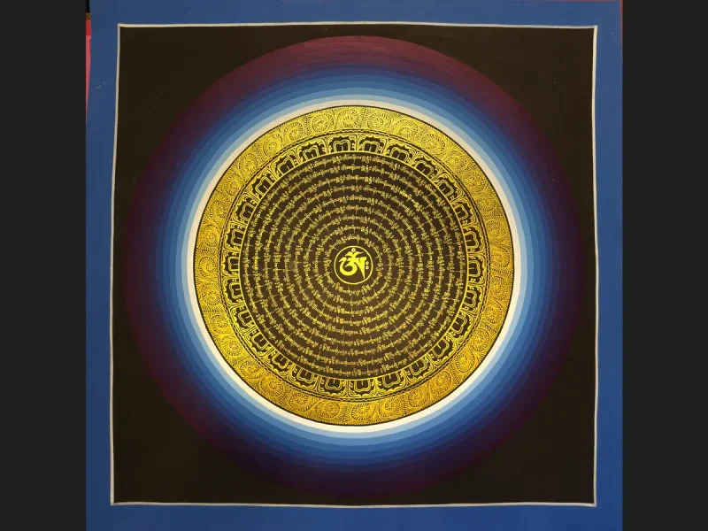 Tibetan Thangka Om Mandala (on canvas), 50×50 cm
