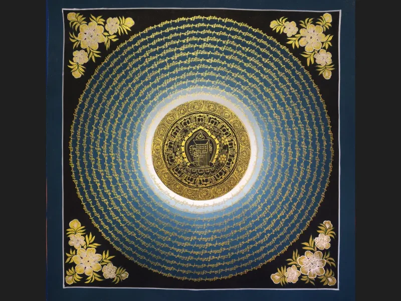 Tibetan Thangka Om Mandala (on canvas), 50×50 cm