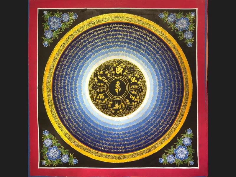 Tibetan Thangka Om Mandala (on canvas), 50×50 cm