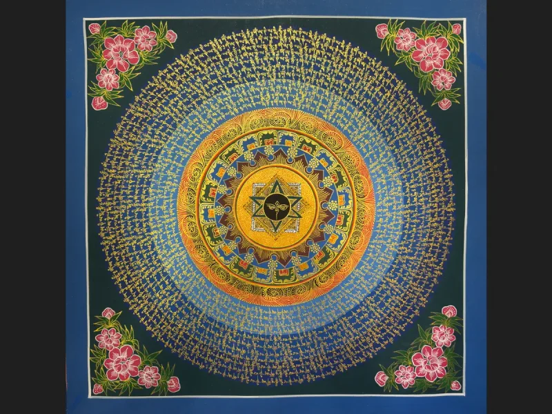 Tibetan Thangka Om Mandala (on canvas), 50×50 cm