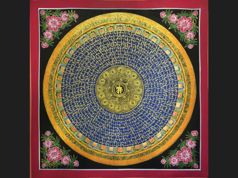 Tibetan Thangka Om Mandala (on canvas), 50×50 cm