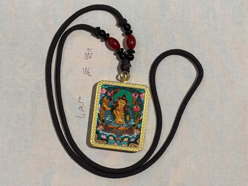 Thangka pendant Manjushri, 4×5 cm. - фото 3