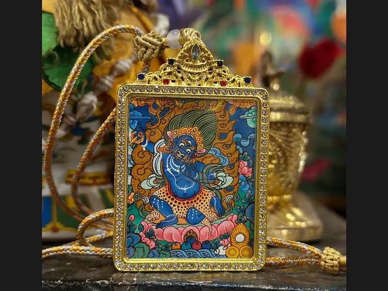 Thangka pendant Bhairav, 4×5 cm.