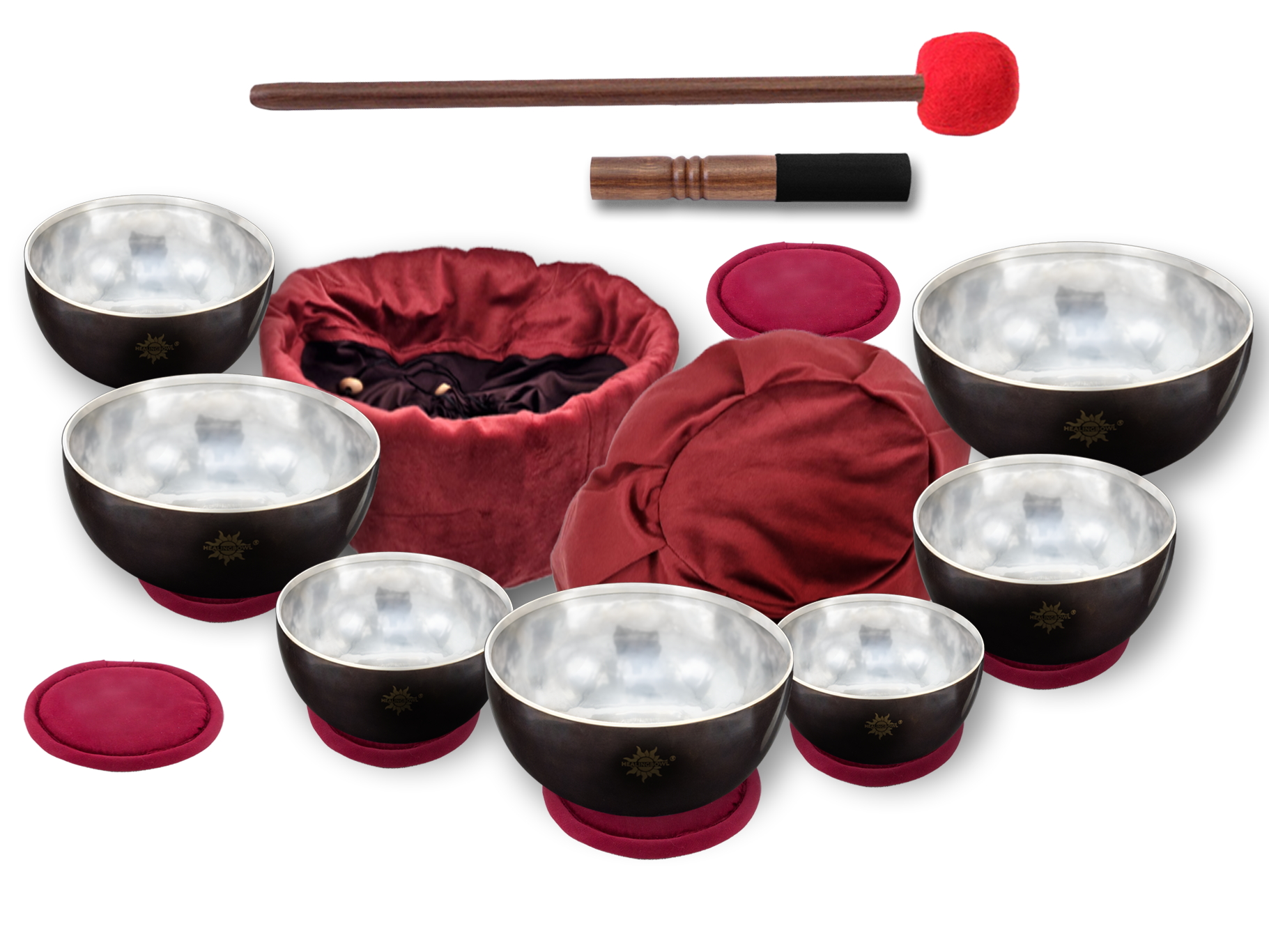 Acoustic set of 7 singing bowls Healingbowl® Professional Himalayan Pearl®