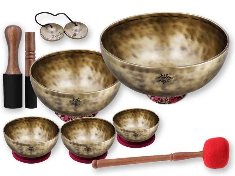 Набор 5 поющих чаш Базовый Healingbowl® Surya® для массажа и медитации 12 - 27 см