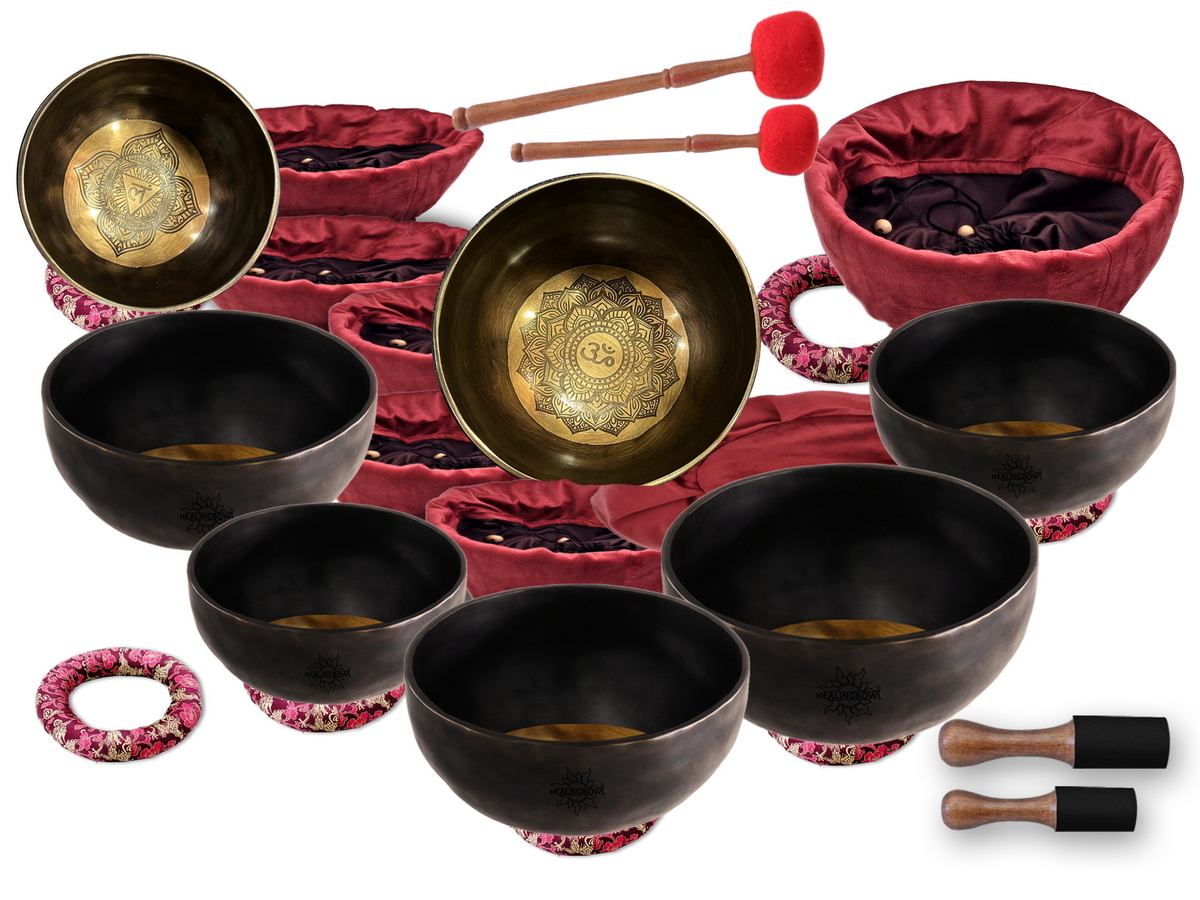 Набор 7 поющих чаш Healingbowl® Chakra Energy Чакра Энерджи® Premium 21,5 - 28,7 см