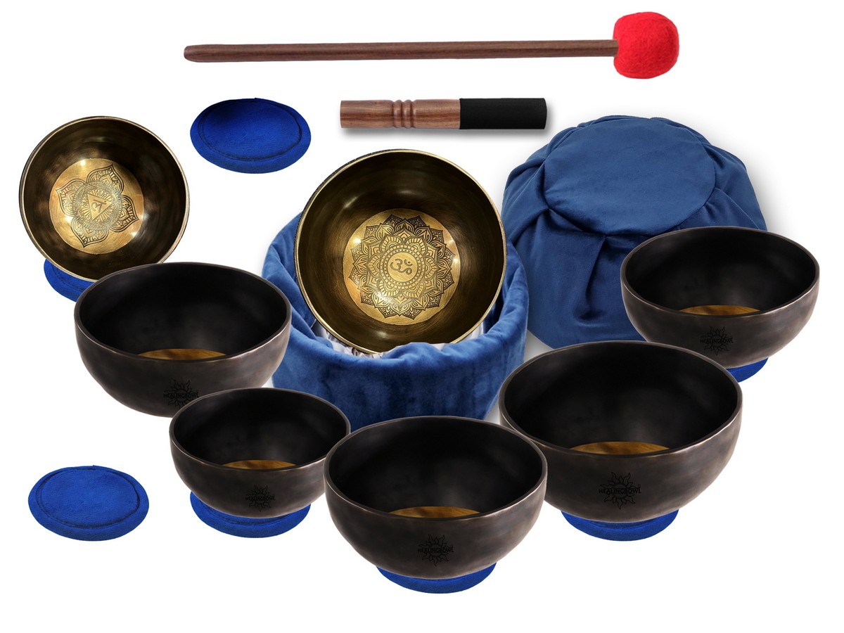 Акустический набор 7 поющих чаш Healingbowl® Chakra Energy Чакра Энерджи® Premium 13 - 16,8 см