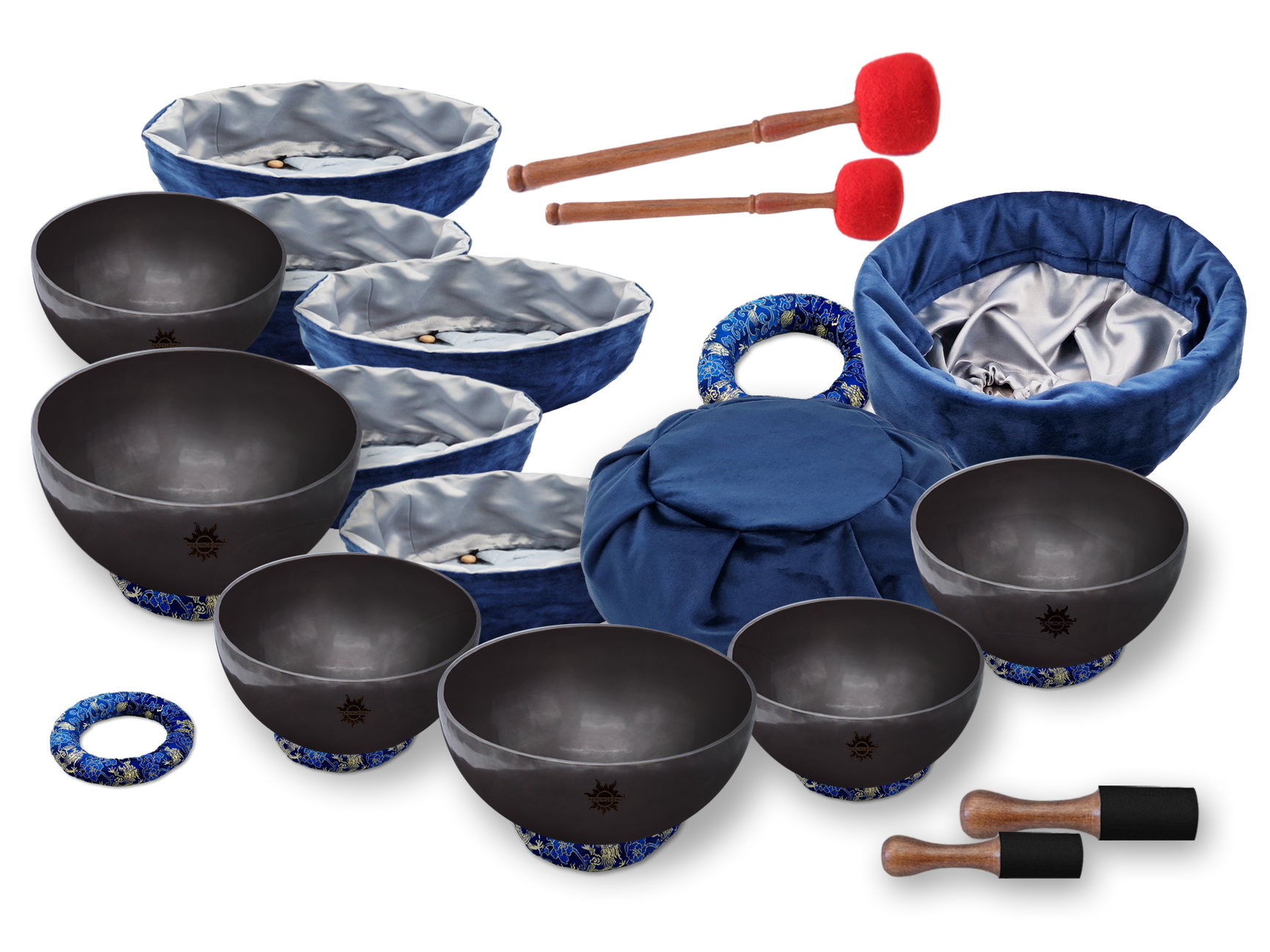 Набор 7 поющих чаш Healingbowl® Professional Black Pearl® Classic Plus 21.4 - 28.8 см