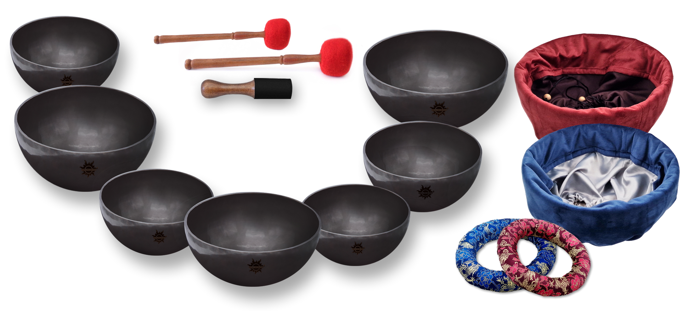 Набор 7 поющих чаш Healingbowl® Professional Black Pearl® Classic Plus 21,4 - 28,8 см - фото 2