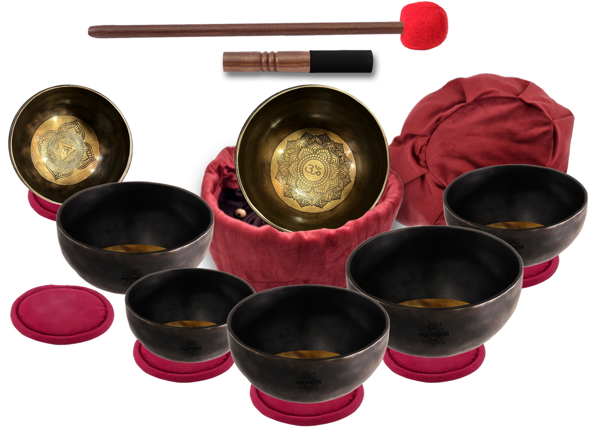 Акустический набор 7 поющих чаш Healingbowl® Чакра Энерджи® Premium 13 - 16,8 см