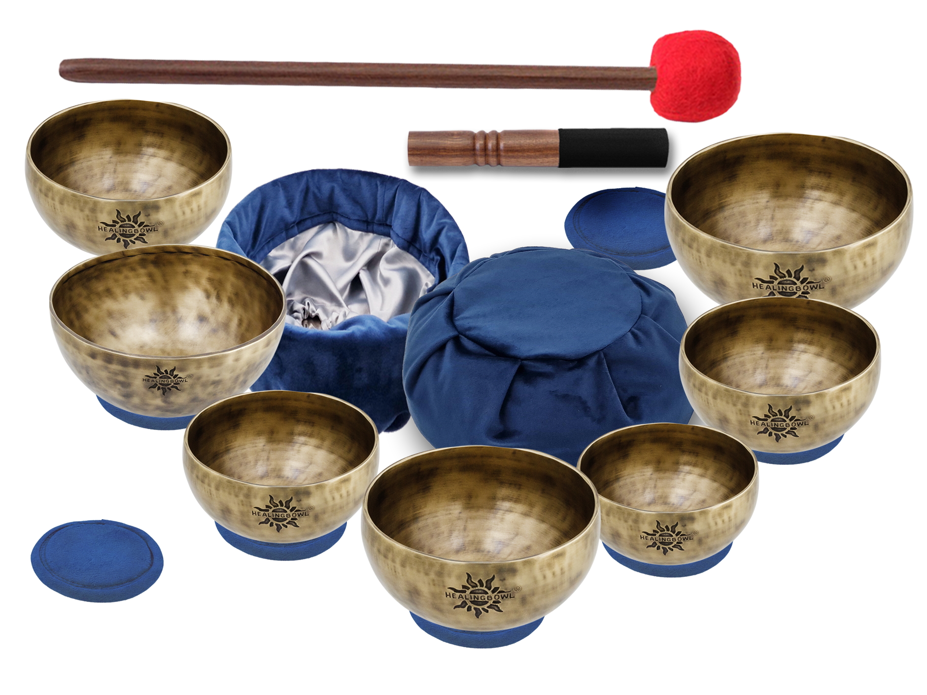 Acoustic set of 7 singing bowls Healingbowl® Professional Surya® 12-16 cm