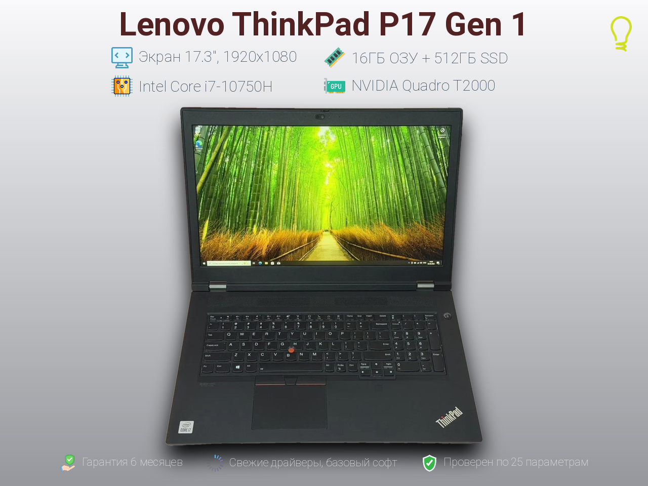 Lenovo ThinkPad P17 Gen1 17.3” Core i7-10/16/512gb