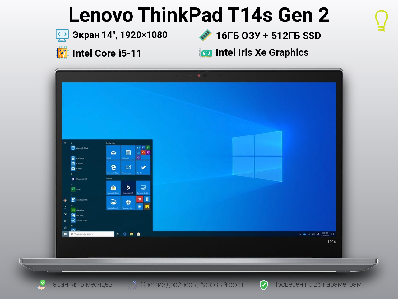 Lenovo ThinkPad T14s Gen2 14” Core i5-11/16/512