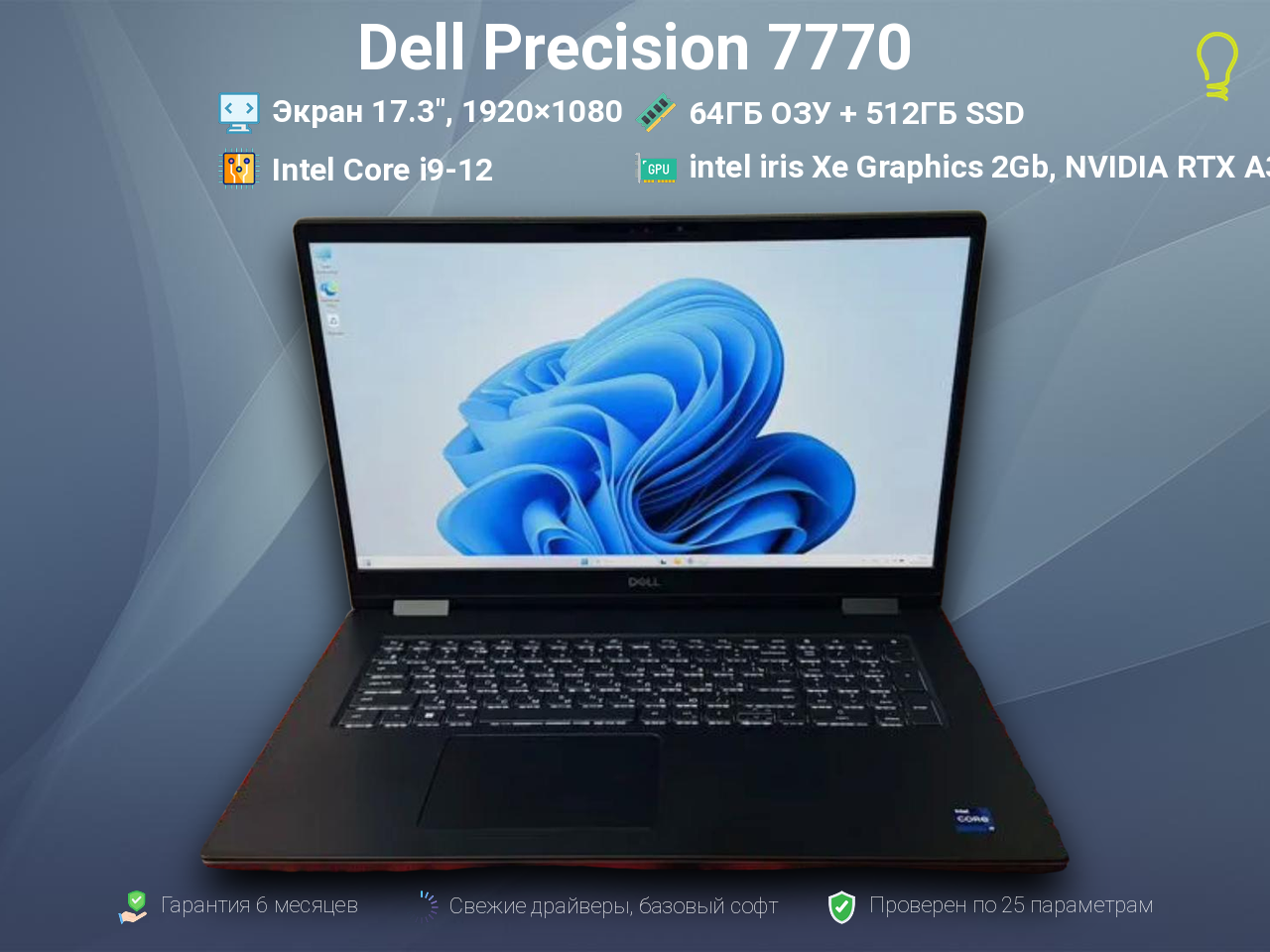 Dell 17.3” intel  i9 - 12950HX /16 ядер/64/512