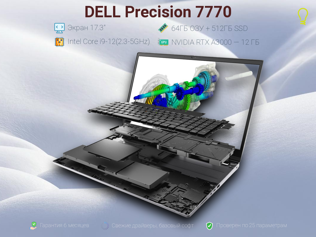 DELL Precision 17.3” Core i9-12/A3000/64/512gb