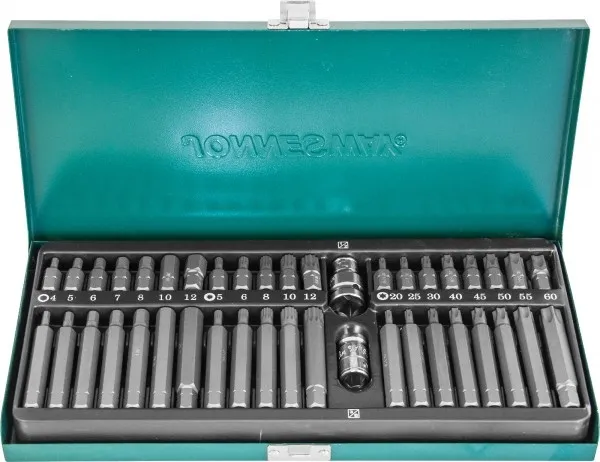 Набор бит 10 мм, шестигранных H4-12мм, Torx, Spline М5-12 (42 шт) Jonnesway S29H4142SM