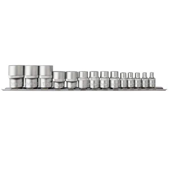 Набор головок торцевых 1/4", 3/8", 1/2"DR, внешний TORX, E4-E24, 14 предметов, Thorvik S1S1314SM (54368) на держателе