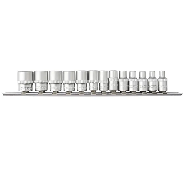 Набор головок торцевых 12-гранных 1/4"DR, 4-14 мм, 13 предметов, Thorvik S11S1213SM (54356) на держа
