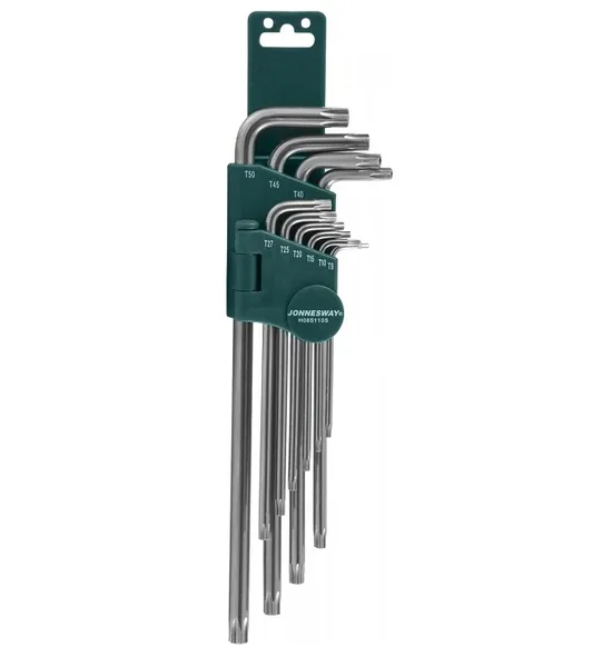 Набор ключей Torx с центрированным штифтом Extra Long Т9-Т50 (10 шт) Jonnesway H08S110S