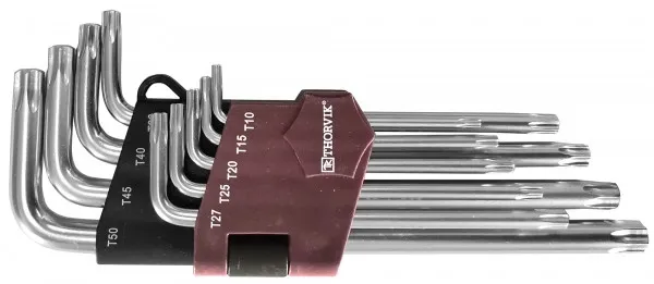 Набор ключей торцевых T-TORX® с центрированным штифтом, Т10H-T50H, 9 пр., Thorvik TTK9S (53150)