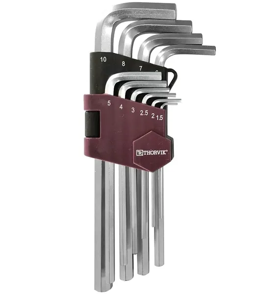 Набор ключей торцевых шестигранных, H1.5-H10, 10 предметов, Thorvik HK10S (53034)