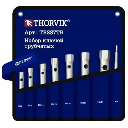 Набор ключей трубчатых в сумке, 6-19 мм, 7 предметов, Thorvik TBSS7TB (53737)