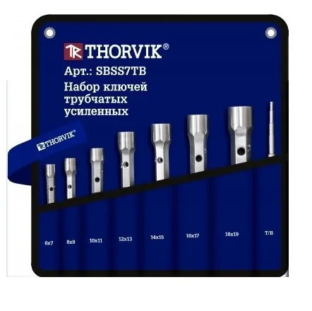Набор ключей трубчатых усиленных в сумке, 6-19 мм, 7 предметов, Thorvik SBSS7TB (53794)