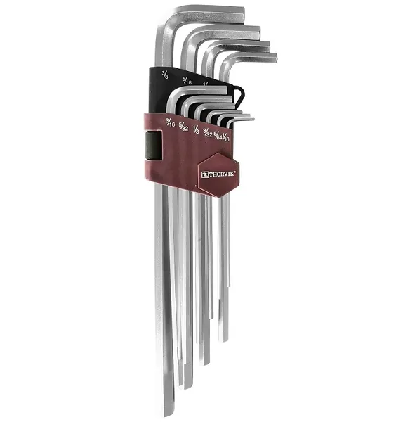 Набор ключей шестигранных удлиненных дюймовых, H1/16"-H3/8", 10 шт, Thorvik HKIL10S