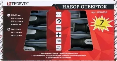 Набор отверток стержневых, 7 предметов, Thorvik SDS07CO (52293)