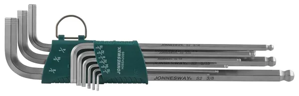 Набор шестигранников дюймовых Extra Long с шаром 1/16-3/8 (9 шт) Jonnesway H06SA209S