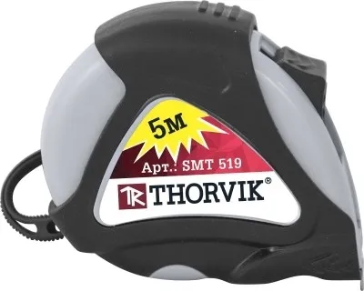 Рулетка в обрезиненном корпусе, 5 метров, Thorvik SMT519 (52389)