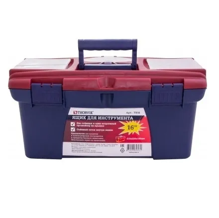 Ящик для инструмента 16, пластиковый, 410х220х195 мм, Thorvik TB16 (53805)