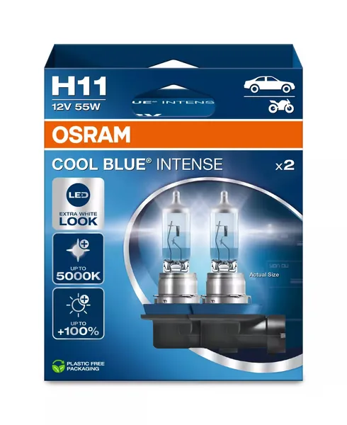 Автолампа галогенная Н11 (55W PGJ19-25 +100%) COOL BLUE INTENSE (евробокс, 2шт) 5000K 12V OSRAM