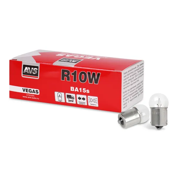 Лампа AVS Vegas 24V. R10W(BA15s) BOX 10шт.