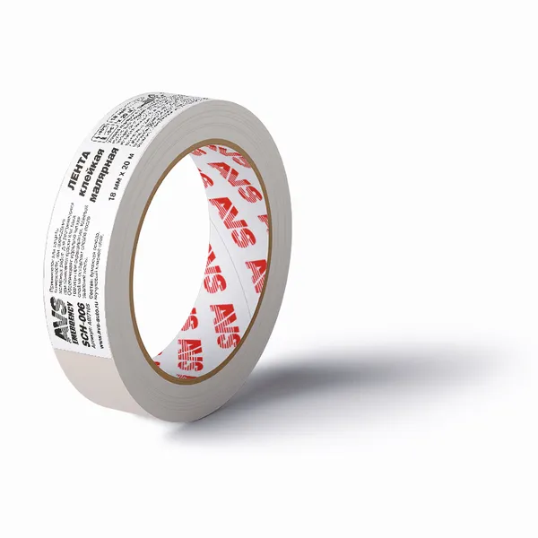 Лента клейкая малярная AVS SCH-006 18 mm x 20 m  (бежевый)