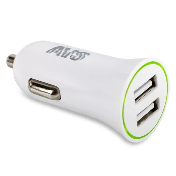 Автомобильное ЗУ AVS UC-522, 2 USB, 2.4 А, 12 Вт, белый (A07981S)