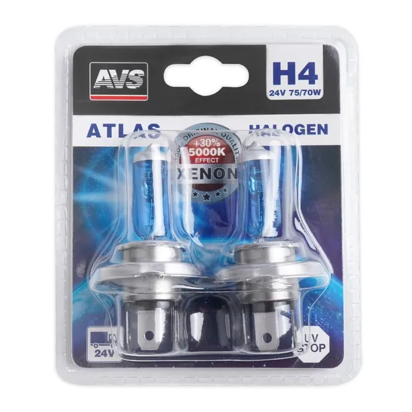 Галогенная лампа AVS ATLAS/5000К/ H4.24V.75/70W.блистер  2шт.