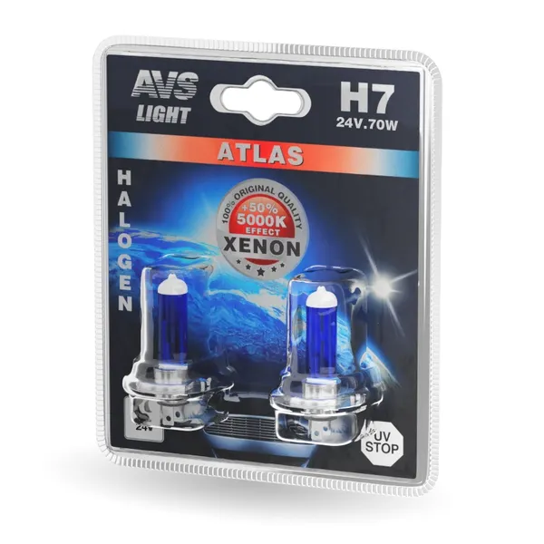 Галогенная лампа AVS ATLAS/5000К/ H7.24V.70W.блистер  2шт.