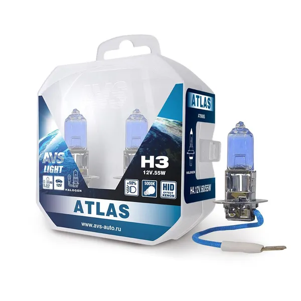 Галогенная лампа AVS ATLAS PB/5000К/PB H3.12V.55W. 2шт.