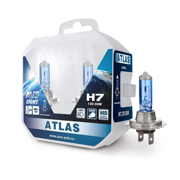 Галогенная лампа AVS ATLAS PB/5000К/PB H7.12V.55W. 2шт.