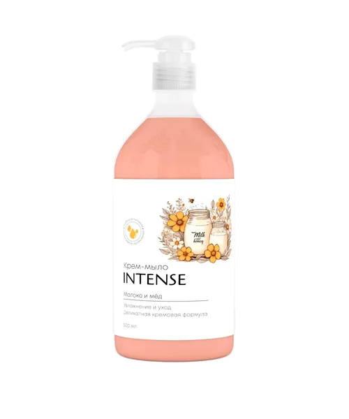 Жидкое крем-мыло INTENSE молоко и мёд 500 мл. увлажняющее с дозатором Clean&Green CG8430