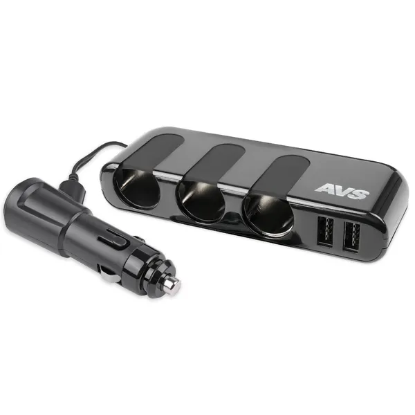 Разветвитель прикуривателя AVS 12/24 (на 3 выхода+2 USB) CS319U