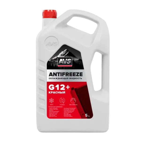 Охлаждающая жидкость Antifreeze G12+ OAT -40С, красный, 5 кг AVS AVK-522