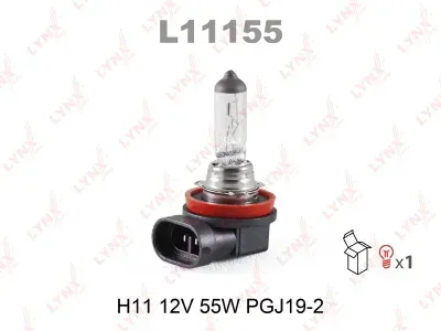 Лампа накаливания Lynxauto галогенная (H11 12V 55W PGJ19-2)