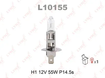 Лампа накаливания Lynxauto галогенная (H1 12V 55W P14,5s)