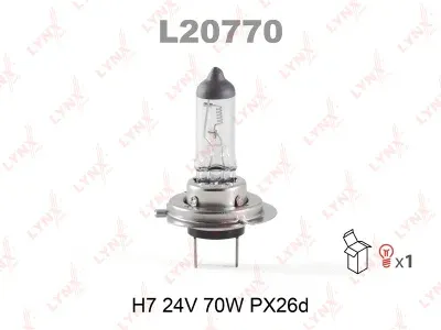 Лампа накаливания Lynxauto галогенная (H7 24V 70W PX26d)