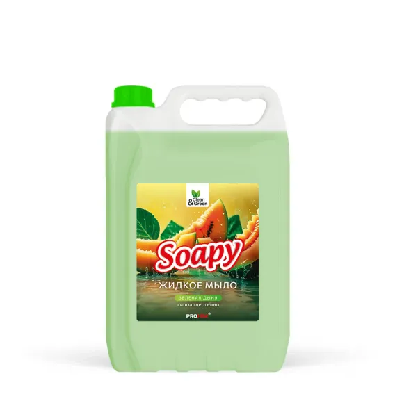 Жидкое мыло "Soapy" Зеленая дыня 5 л. (ПЭНД) Clean&Green CG8439