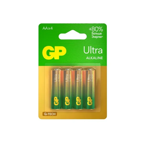 Алкалиновые батарейки GP Ultra Alkaline G-Tech 15А AA - 4 шт. на блистере