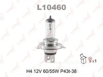 Лампа накаливания Lynxauto галогенная (H4 12V 60/55W P43t-38)